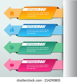 arrow colorful modern text box template for website and graphic, numbers, icon. 
