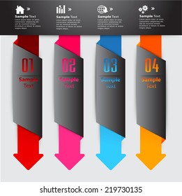 arrow colorful modern text box template for website computer graphic and internet, numbers. label. 