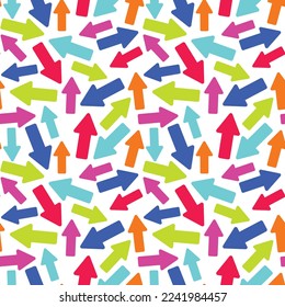 Arrow colorful vector graphic background seamless pattern.