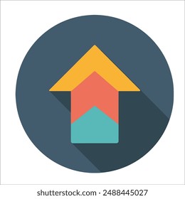 Pfeil-nach-oben-Farben, Flagge, Gebäude, App, Button