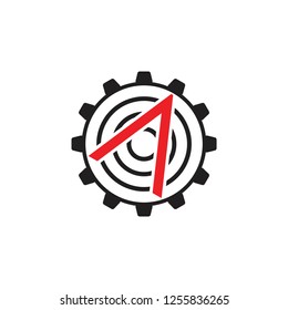 arrow compass cog machine logo vector