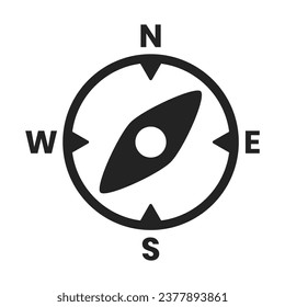 Arrow Compass Icon, Geographical Icon, Direction Design Elements, Navigate Destination Through Compass Tools, Qaba Direction Searching Sign, North Direction Symbol Vector Illustration