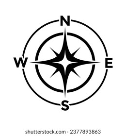 Arrow Compass Icon, Geographical Icon, Direction Design Elements, Navigate Destination Through Compass Tools, Qaba Direction Searching Sign, North Direction Symbol Vector Illustration