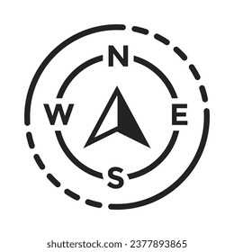 Arrow Compass Icon, Geographical Icon, Direction Design Elements, Navigate Destination Through Compass Tools, Qaba Direction Searching Sign, North Direction Symbol Vector Illustration