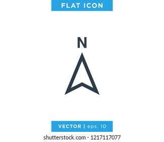 Arrow Compass Icon Vector Logo Template. North Direction.