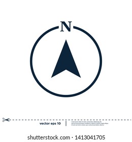 Arrow Compass Icon Vector Logo Template.