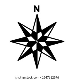 Arrow Compass Icon Vector Logo Template. Complete with eight cardinal directions.