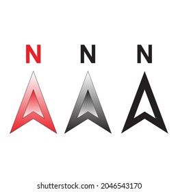 Arrow Compass Icon Vector Logo Template. North Direction