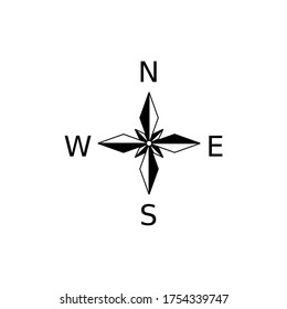Arrow compass north simple icons vector logo navigation flat monochrome line. North direction on white background. Wind rose compass