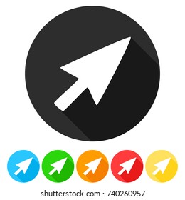 Arrow Computer Icon Round Flat Vector Art Design Color Set