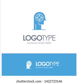 Arrow, Concentration, Focus, Head, Human Blue Solid Logo with place for tagline