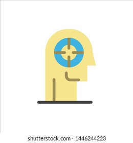 Arrow, Concentration, Focus, Head, Human  Flat Color Icon. Vector icon banner Template