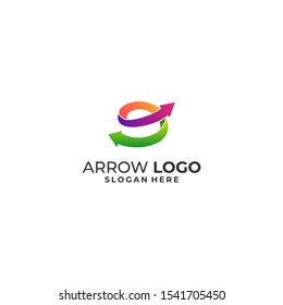 Arrow Concept Illustration Vector Design Template. Abstract design concept for ecology theme, real estate agency, building company, urban landscape, city life.