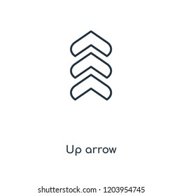 Up arrow concept line icon. Linear Up arrow concept outline symbol design. This simple element illustration can be used for web and mobile UI/UX.