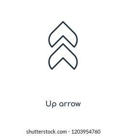 Up arrow concept line icon. Linear Up arrow concept outline symbol design. This simple element illustration can be used for web and mobile UI/UX.