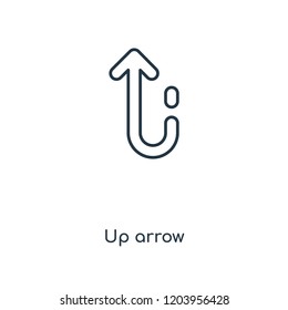 Up arrow concept line icon. Linear Up arrow concept outline symbol design. This simple element illustration can be used for web and mobile UI/UX.