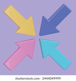 Arrow concept. Realistic 3d object cartoon style.