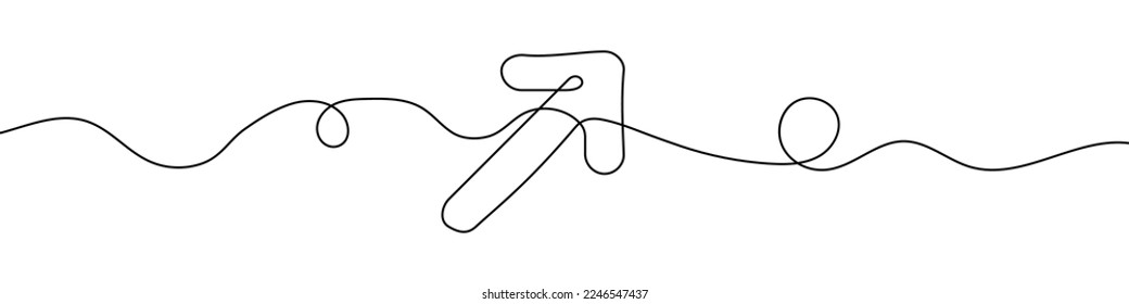 Arrow in continuous line drawing style. Line art of the arrow icon. Vector illustration. Abstract background