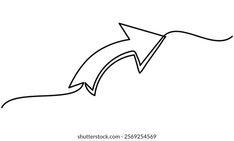 Arrow  Continuous One Line Drawing Icon for Modern Design, Arrow one line drawing Vector illustration