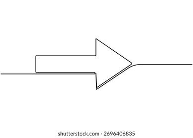 Flecha continua de una línea de dibujo de dirección minimalista símbolo de Ilustración vectorial