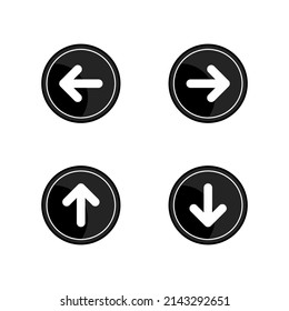 Arrow control button icon set. Menu navigation pointer symbol. Next indicator sign. Simple flat shape direction logo. Isolated on white background. Vector illustration image.