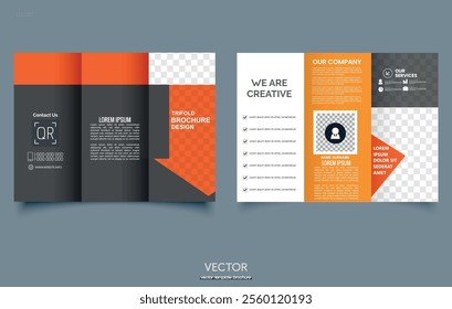 Arrow. Corporate business trifold brochure template. Modern, Creative and Professional tri fold brochure design. brochure template, creative tri-fold, trend brochure template vector