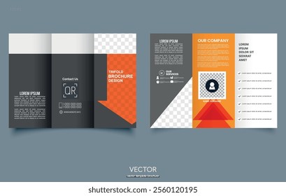 Arrow. Corporate business trifold brochure template. Modern, Creative and Professional tri fold brochure design. brochure template, creative tri-fold, trend brochure template vector