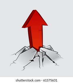 Arrow in Cracked Stone Set 1 Vector Drawing