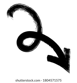 Flecha. Estilo creativo de doodle y color negro. Dibujado a mano. Icono negro aislado en fondo blanco. EPS vectorial 10. Elementos abstractos para la infografía empresarial. Sistema de símbolos de navegación. 