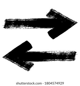 Arrow. Creative doodle style and black color. Hand drawn. Black icon isolated on white background. Vector EPS 10. Abstract elements for business infographic. Navigation symbol system. 