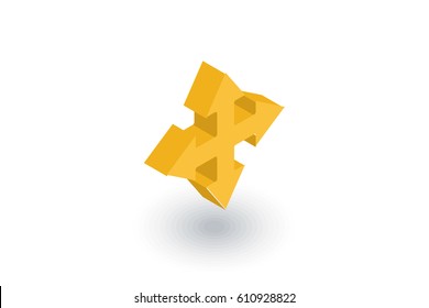Arrow cross, four way isometric flat icon. 3d vector colorful illustration. Pictogram isolated on white background