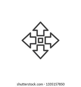 Arrow cross line icon. linear style sign for mobile concept and web design. Four direction move arrow outline vector icon. Symbol, logo illustration. Pixel perfect vector graphics