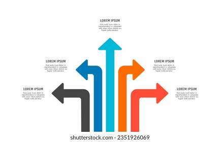 Arrow Crossroads 5 options infographic template. Vector illustration.