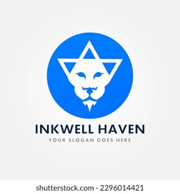 Arrow Crown Lion Icon Concept. Star King Lion Symbol Design. King Lion Digital Marketing Agency Logo.