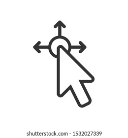 Arrow cursor with arrows pointing in different directions, Drag / Pan / Scroll icon