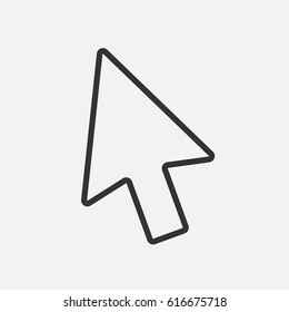 Arrow cursor, black outlined pointer icon, vector illustration.