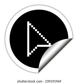arrow cursor - black vector icon. Round sticker.