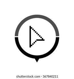 arrow cursor - black vector icon; map pointer;  message bubble
