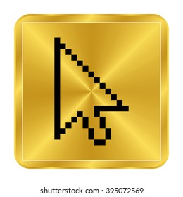 arrow cursor - black vector icon;  gold button