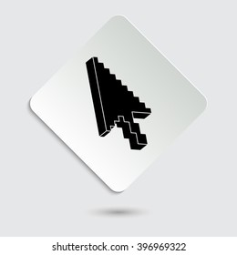 arrow cursor - black vector icon on  a paper button