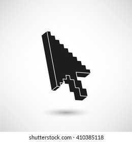 arrow cursor - black vector  icon with shadow