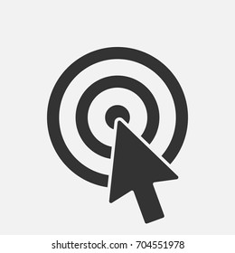 Arrow cursor in circle, isolated pointer icon, vector illustration.