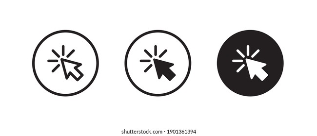 Arrow cursor, click icon, page Pointer, clicking icons button, vector, sign, symbol, logo, illustration, editable stroke, flat design style isolated on white linear pictogram