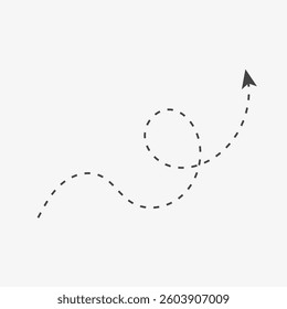 Arrow up cursor. Destination dashed line