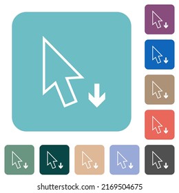 Arrow cursor down outline white flat icons on color rounded square backgrounds