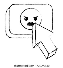 arrow cursor with emoticon angry button icon