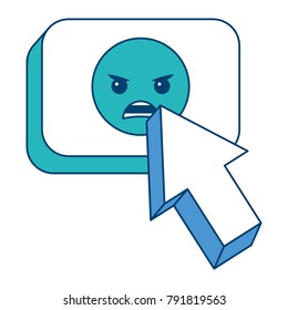 arrow cursor with emoticon angry button icon