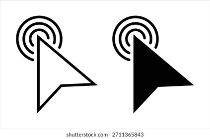arrow cursor icon depicting pointing and clicking actions. mouse pointer click icon vector illustration	