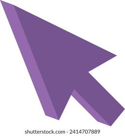 Arrow cursor icon, mouse arrow, in shades of purple, 3d vector, button
