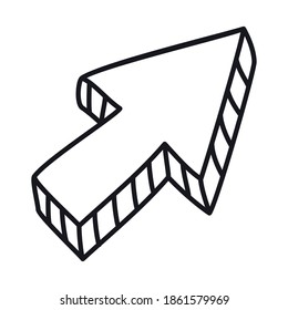 Pfeil-Cursor-Symbol auf weißem Hintergrund, Linienstil, Vektorgrafik
